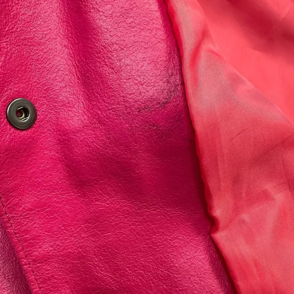 Raf Vintage Hot Pink Leather Snap Front Shacket /Jacket